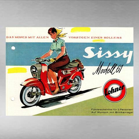 Advertisement for Lohner Sissy – the first Austrian two-seater moped with Rotax engine (Unternehmensarchiv BRP-Rotax, Gunskirchen)