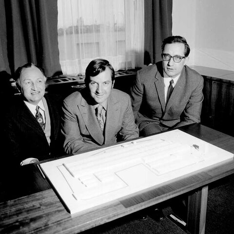 Helmut Rothe, Laurent Beaudoin and Karl Pötzlberger, 1970 (Archives, Museum of Ingenuity J. Armand Bombardier)
