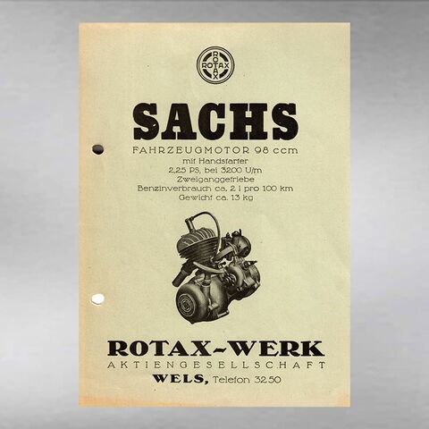 Rotax engine under Sachs license (Unternehmensarchiv BRP-Rotax, Gunskirchen)
