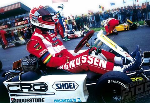 Formula 1 driver Jan Magnussen, winning in the in the diaphragm-controlled Rotax 100.