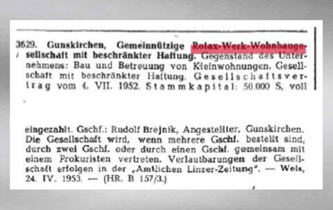 Reference to Rotax Wohnbaugesellschaft (Bild im Hintergrund: ZEDHIA (Onlinearchiv), https://portal.zedhia.at/. Industrie-Compass 1953. Zentralblatt Eintr. Handelsregister, Österreich, S. 264.)